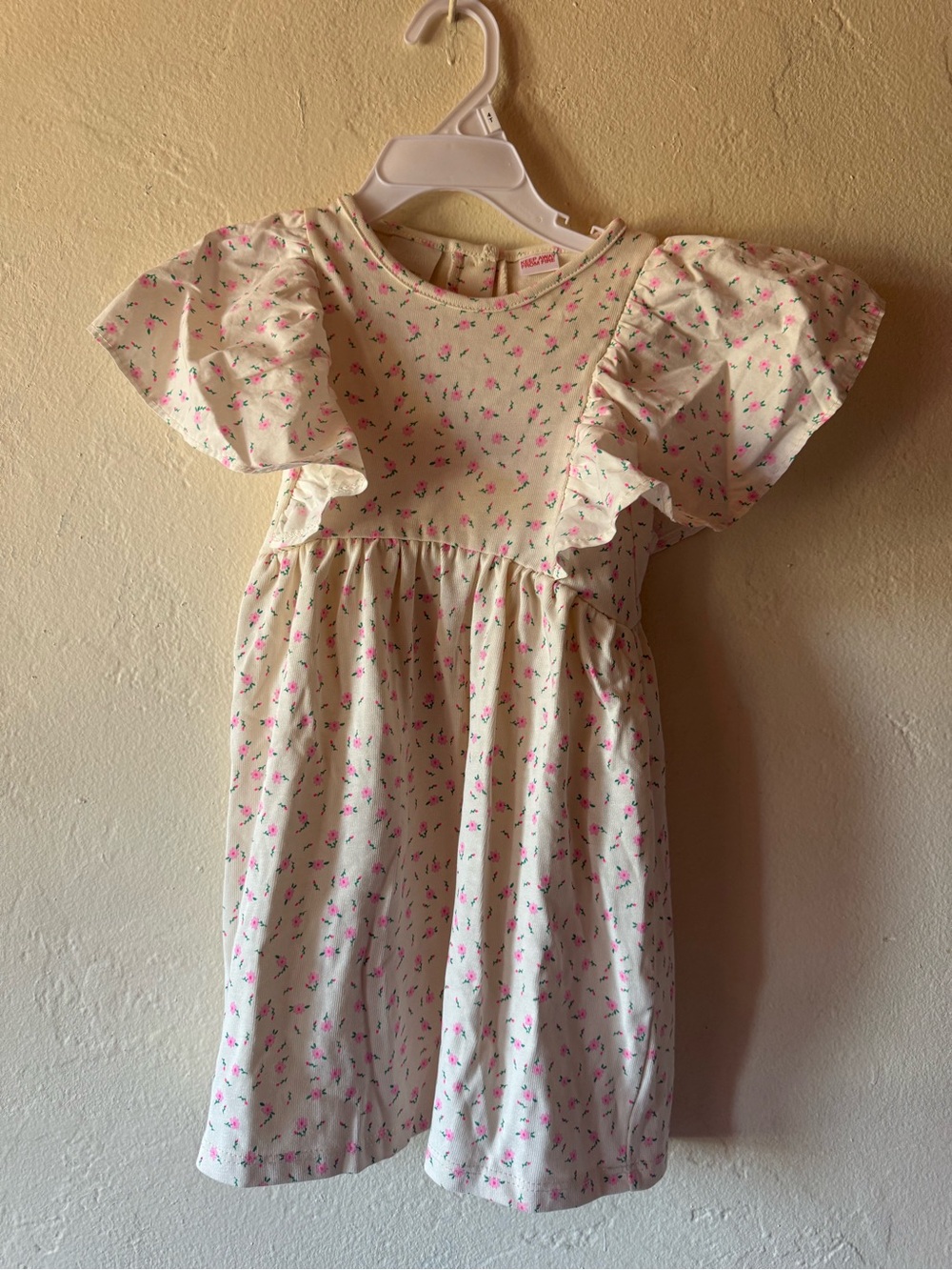 Zara Cream Mini Floral Dress with Pink Blossoms